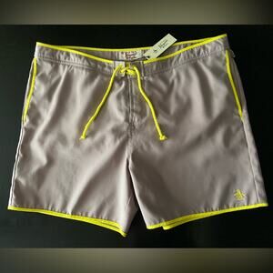 Original PENGUIN Retro Solid Tan/Yellow Swim Shorts sz 38 (NWT)